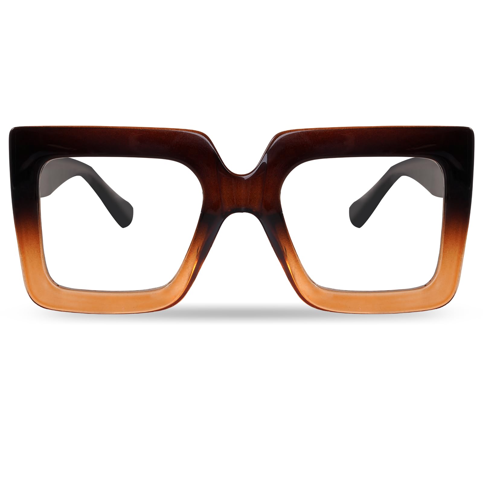 hoyuwak Oversized Square Blue Light Glasses Big Frame Computer Eyewear Thick Fashion Clear Glasses for Women Fashion