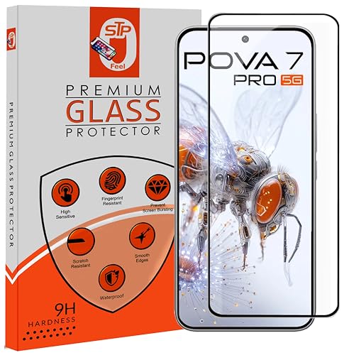 Image of Premium HD+ Tempered Glass Screen Protector Guard Compatible For Tecno Pova 7 Pro 5G (6.78 Inch, Pack of 1) | Edge to Edge Coverage With Easy to installation kit for Smartphone