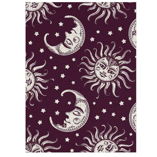 太陽と月のヴィンテージ 木製パズル パズル 娯楽 知育玩具 ストレス軽減 減圧 ジグソーパズル 装飾 室内装飾 壁飾り 誕生日プレゼント 初心者向け 子供 大人 200 PCS