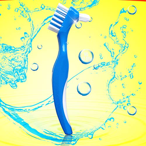 Miniatura 4 de Cepillo de dentadura dura de doble cerdas para dientes falsos (Azul)