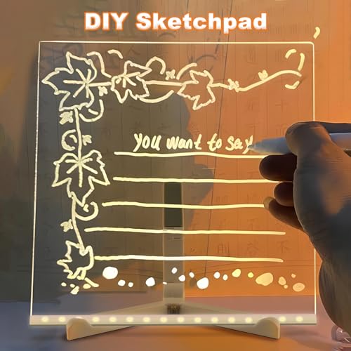 Led Note Board with Colors Acrylic Dry Erase Board with Light Led Message Writing Board with Stand as a Glow Memo Letter Message Board (11.8 * 7.9in) - Thumbnail 6
