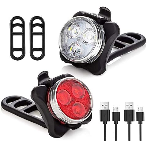 Bike Light Set | SEE & BE SEEN | Super-Bright! | 3x Bigger & Rechargeable Batteries | Water & Dirt Proof | Uncompromising Safety with 4 Extremely Useful Lighting Modes | Easy-To-Use Mounting System Cover