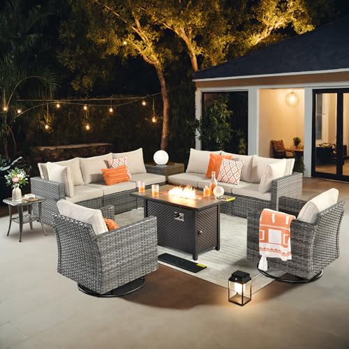 ALTRIGUS 11 Pieces Patio Coversation Set with 42in Fire Pit