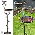 Aifeorzo Metal Bird Baths for Outdoors, 44" Height Cast Iron Pedestal Bird Bath and Feeder, Vintage Sturdy Heavy Duty Birdbath Bowl, Tall Floral Accents Birdbaths for Garden Yard Patio Porch Decor