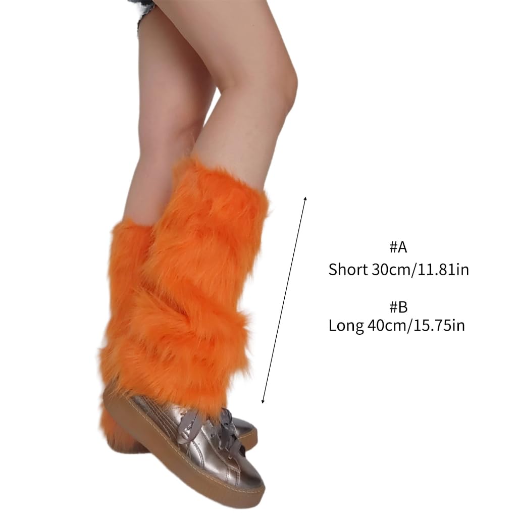 Women's Fuzzy Faux Furs Leg Warmers Furs Long Cuffs Pair Carnivals Boot Uniform