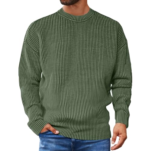 RTRDE Men's Casual Crewneck Sweatshirts, Long Sleeve Solid Color Loose Fit Fall Winter Knit Pullover Sweaters, M-3XL