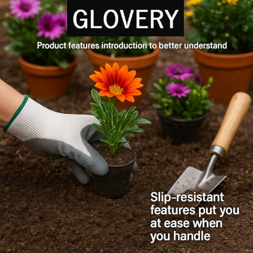 Image of Nylon Safety Work Gloves with Nitrile Coating - Industrial-Grade Protection for Cleaning, Warehouse, Mechanics, Construction - Durable, Flexible, Non-Slip Grip (White & Grey, 20 Pair)