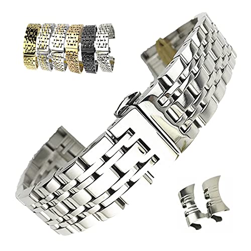 Bracelet montre acier inoxydable 7 perles à double interface plate et courbe - 4