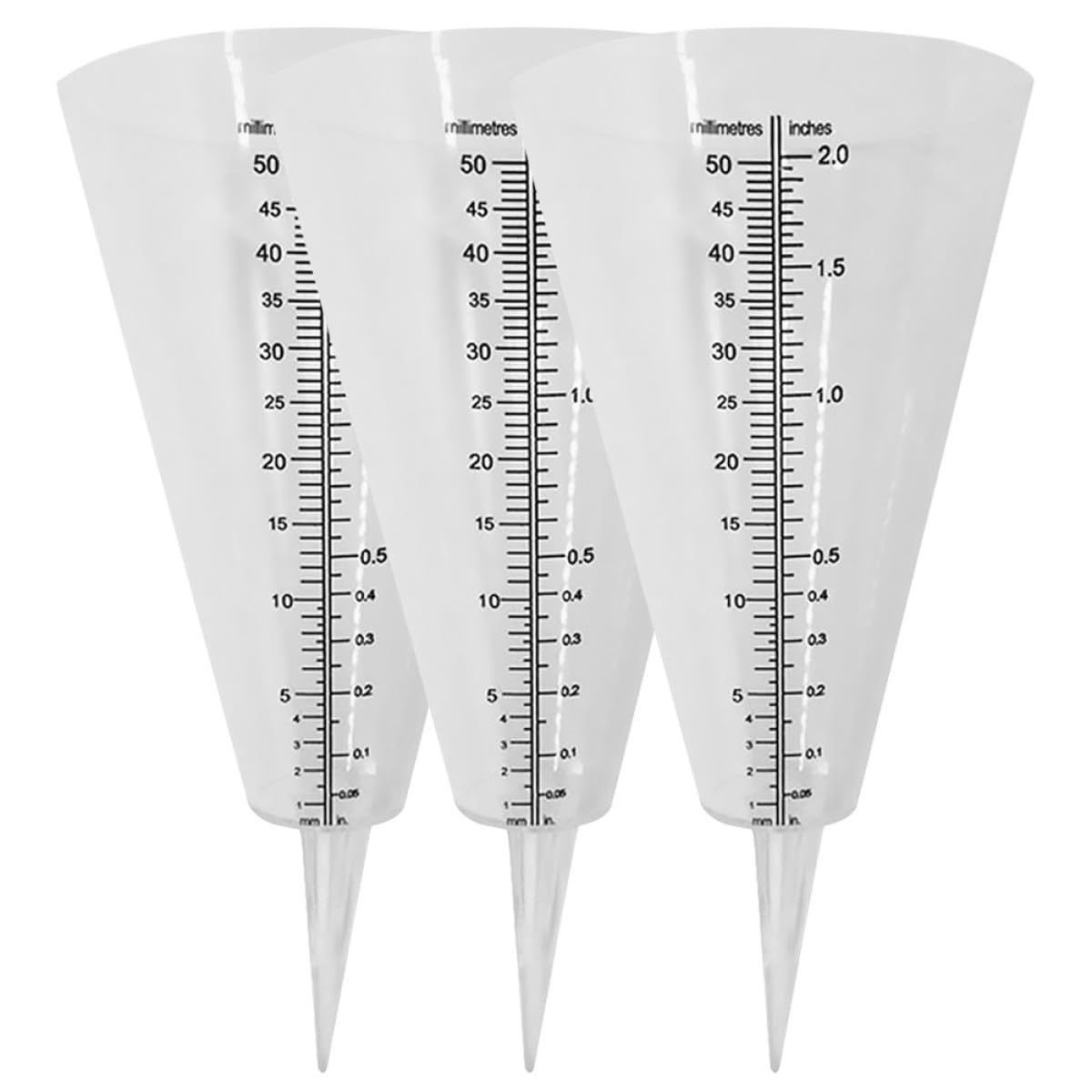 3 Stück Regenmesser Mit Klarer Skala Kegelförmiger Regenmessbecher Transparent Mit Erdspieß Für Garten Und Outdoor Wetterbeständig Kunststoff