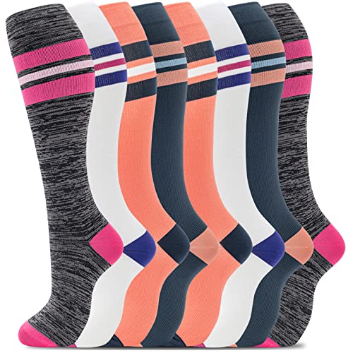 fenglaoda 8 Pairs Compression Socks for Men & Women 20-30 mmHg Knee High Nurse Pregnant Running Medical and Travel…