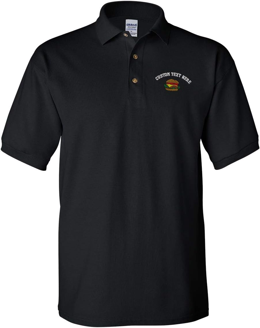 Custom Polo Shirt Hamburger Embroidery Design Cotton Golf Shirt for Men