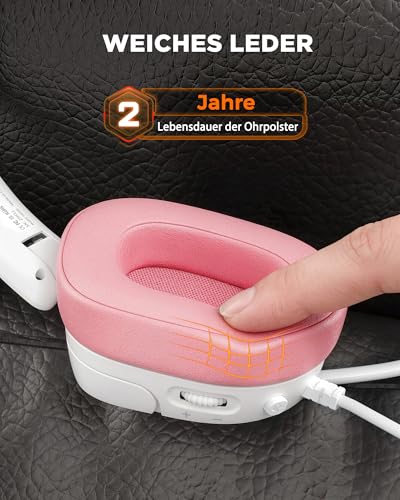Image of NUBWO HG04L Gaming Headset for PS5 /PS4, Xbox Series X|S /Xbox One, Switch - 250g Lightweight, Clear Unidirectional Mic, Soft Memory Earmuffs, 3.5mm Jack for Gaming & Work - Pink