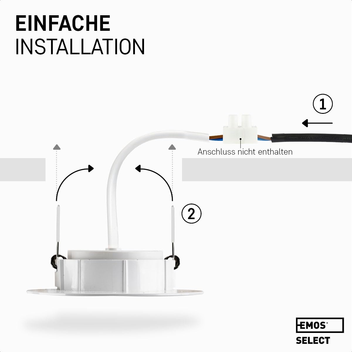 EMOS LED Spots 230V 4.9W 430lm 50° Schwenkbar Einbaustrahler warmweiß 3000k Deckenspots Flach 68mm Lochmaß Set 12 Stück