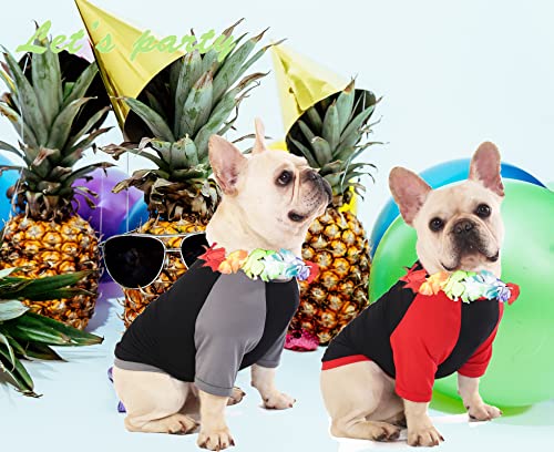 Sychien Dog Quick Dry Shirts,Summer Raglan Lightweight Blank Large Clothes,Dogs Sun Protection French Bulldog Boy Girl Clothing,Black/Red + Black/Grey L #TOP1