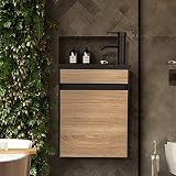UEV Small Bathroom Vanity Wall Mounted, Black and White Mixed Small Bathroom Vanity, with Ceramic Si