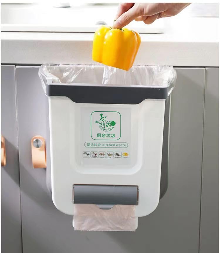 Miniatura 3 de KiDaYuan Gabinete de compostaje para colgar en cocina, baño, cubo de basura plegable de plástico, adecuado para camping, oficina, dormitorio,