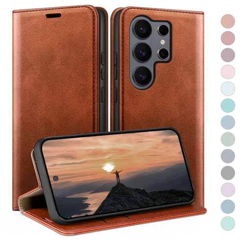 Coque Samsung S26 Ultra étui portefeuille brun clair
