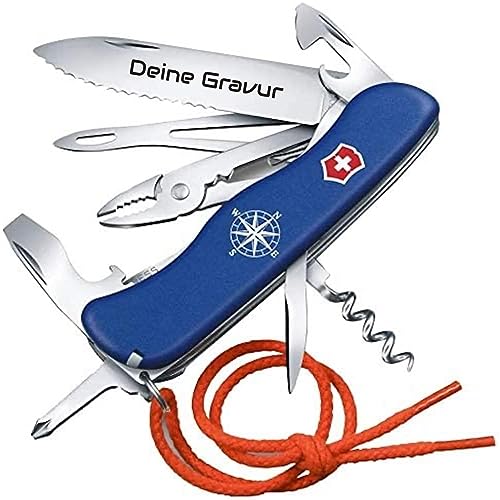 Victorinox Skipper mit Wunsch Gravur auf der Klinge I Geschenk für Männer Frauen I zum Geburtstag I Schweizer Taschenmesser personalisiert mit 18 Funktionen 0.8593.2W