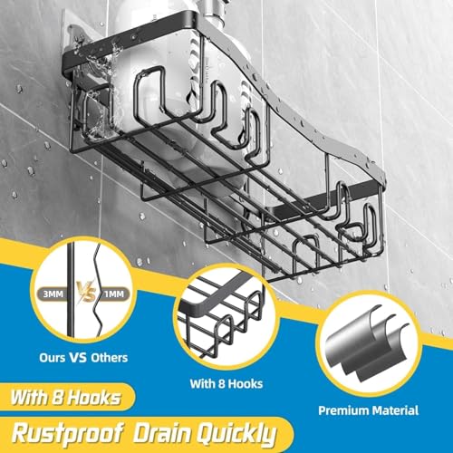 Image of Self Adhesive Bathroom Shelf Combo Pack of 4 | No Drill Metal Bathroom Organizer Set | Rust Proof Wall Mounted Storage Shelves with Soap Holder & Multipurpose