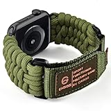 CAGOS Compatible with Apple Watch Band 49mm 45mm 44mm 42mm, Rugged Survival Paracord Nylon Strap Braided Sport Loop for iWatch Bands Ultra 2 Series 9 8 7 6 5 4 3 2 1 SE Men, Army Green L
