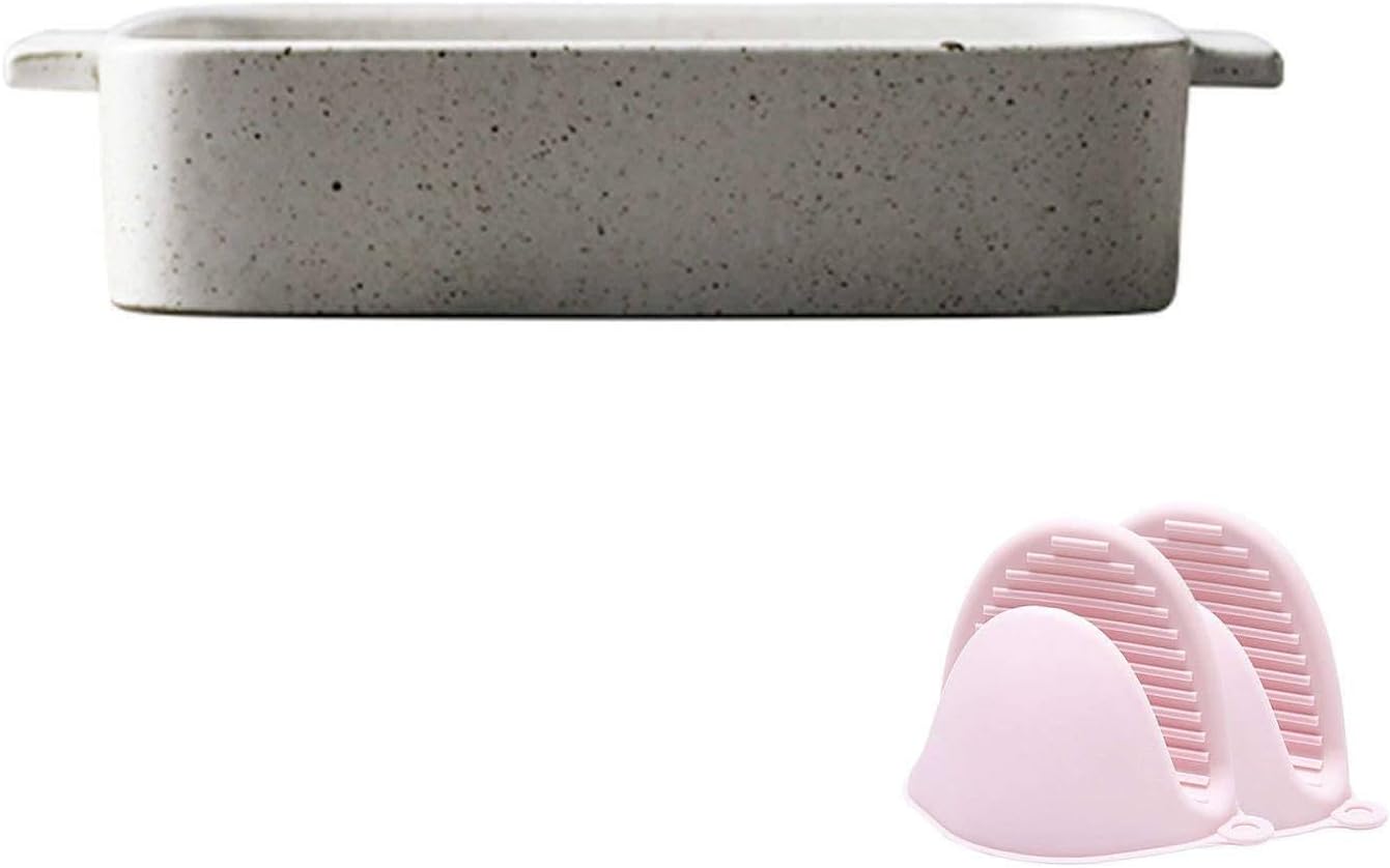 Japanese Rectangular Lasagna Pan With Handles, Porcelain Baking Dishes For Casseroles, Baking Pans For Oven(Whiite)