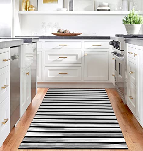Iohouze Black White Striped Rug -4X6 Front Door Mats Outdoor,Washable Rug For Front Porch Decor,Spring Summer Welcome Mats Outdoor Indoor, Doormat For Farmhouse/Entryway/Home Entrance #TOP1