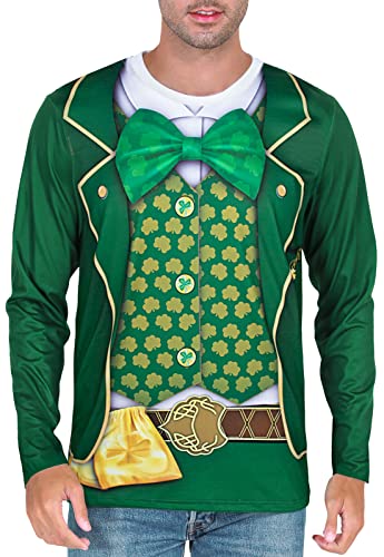 COSAVOROCK St. Patrick's Day T-Shirts Déguisement de Leprechaun Hommes Manches Longues (XXL, Portefeuille) Cover