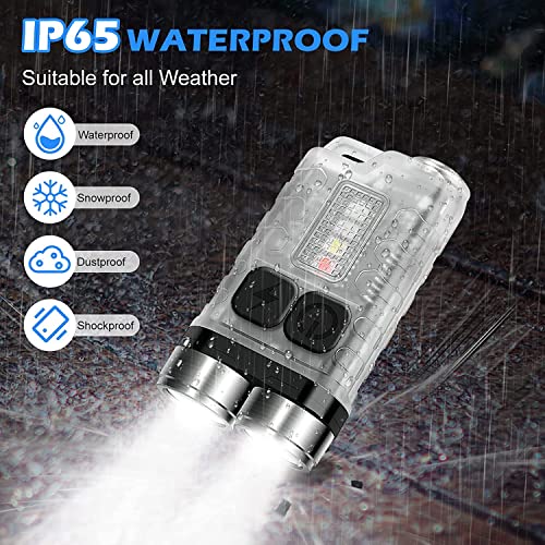 Mini Powerful Keychain Flashlights, V3 900 High Lumen Edc Flashlight, Super Bright Pocket Usb Rechargeable Small Tactical Handheld Led Flash Light，With Red Uv Blue Light, Ip65 Waterproof, Magne. #TOP1