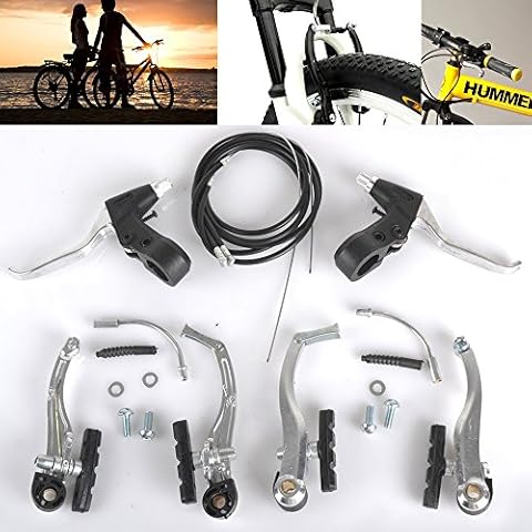 JOYFULBID Cycling Bicycle Alloy V Brake+ Levers+Cables for BMX MTB Bike (Silver) Cover