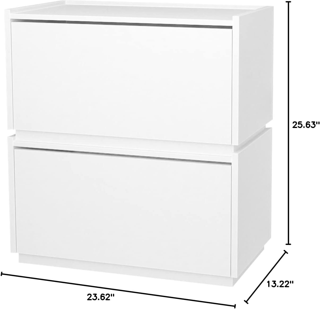 woodtalks Stackable Lift-up Door Cabinet Dresser, Set of 2 Storage Bins with Lids, Multi-Purpose Storage Closet Cube Dressers for Bedroom, Nightstand Sofa Beside Table Drawer Chest, 23.6 in, White