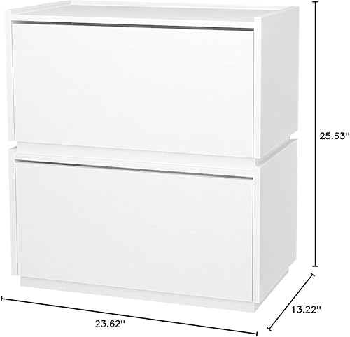 Miniatura 3 de woodtalks Cómoda apilable para puerta elevable, juego de 2 contenedores de almacenamiento con tapas, armarios multiusos para dormitorio, mesita de