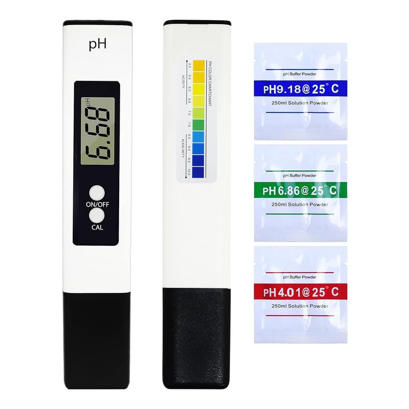 CSI INTERNATIONAL Digital pH Meter - High Accuracy Water Quality Tester for Household Drinking Water, Aquariums, Swimming Pools - 0.01 pH Measurement Range - White