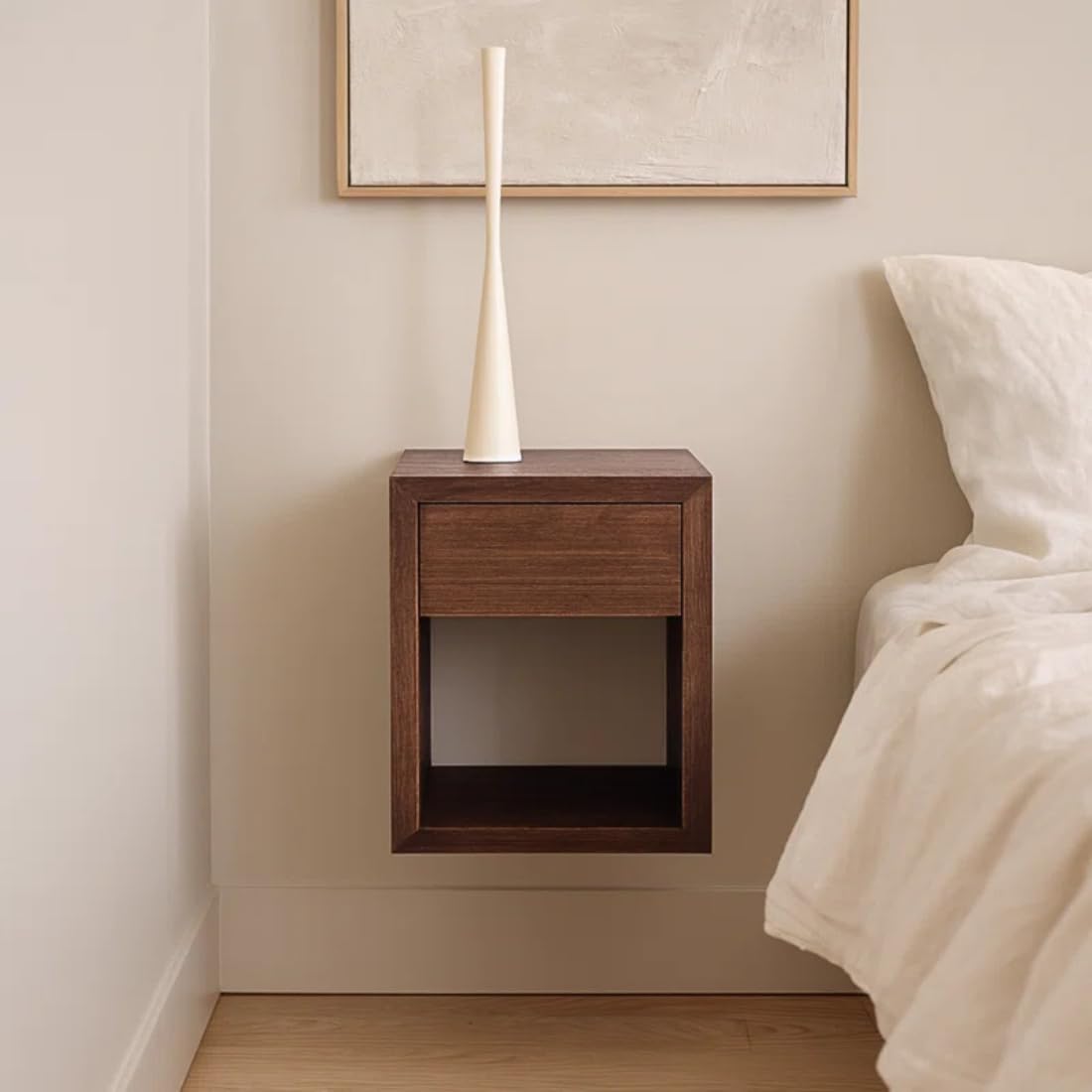 Special Solid Wood Rattan Nightstand Fully Assembled-Mid Century Modern Nightstand - Multipurpose use for Living Room, Bedroom-Dark Chocolate-image-23