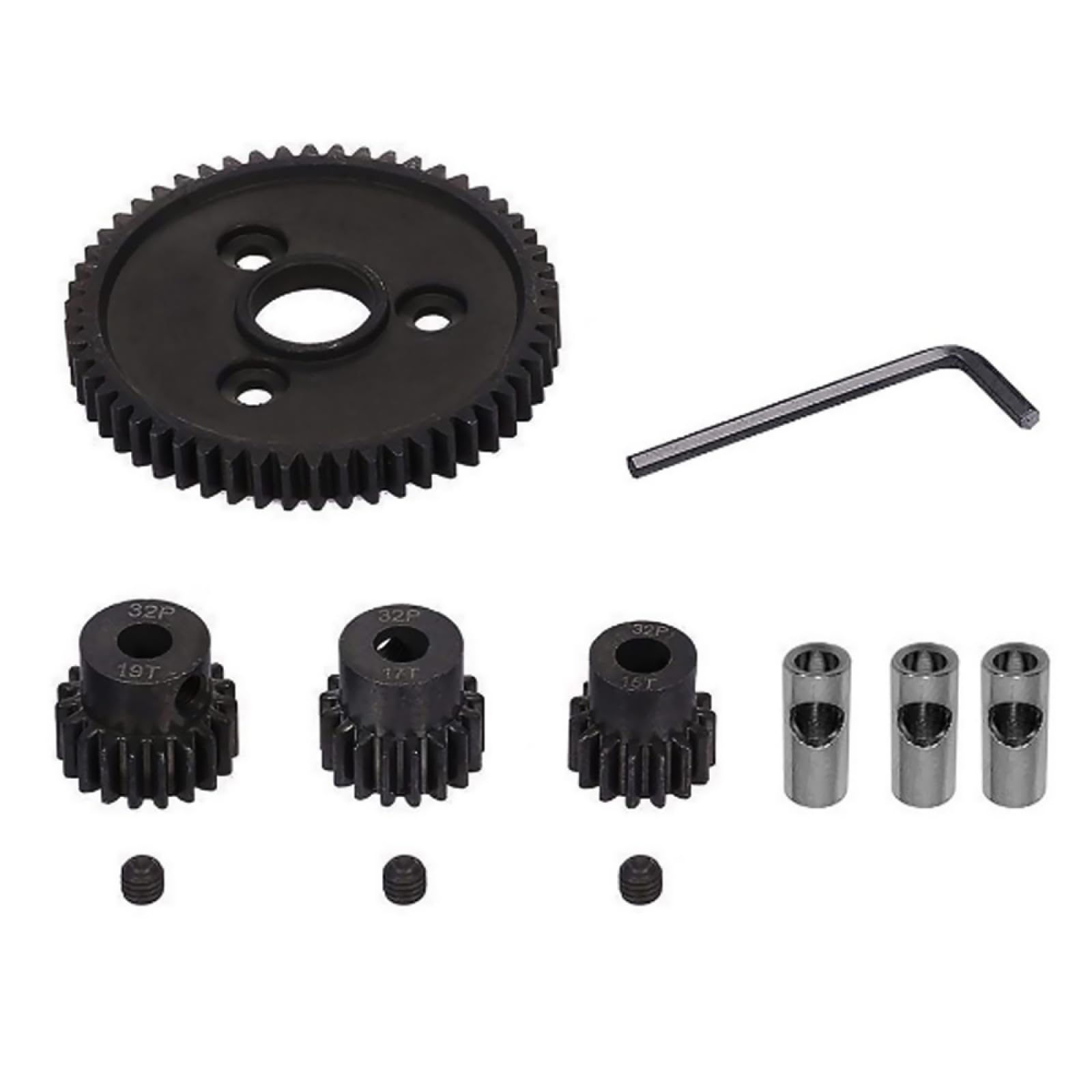 ZEZEFUFU RC Metal Steel Gear 54T 32P with 15T 17T 19T Motor