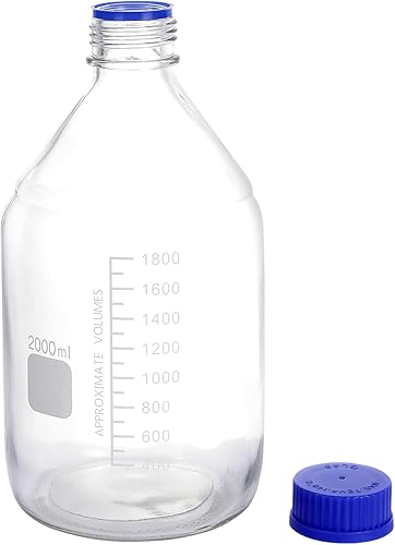 Miniatura 5 de Moonetto 1 pieza 2 litros 67.6 fl oz graduado medios redondos medios de comunicaciónalmacenamiento botellas de vidrio solvente con tapón de rosca de