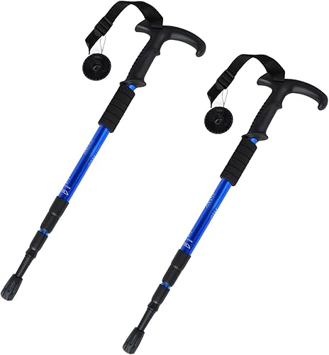 Miniatura 8 de Bastón de senderismo, 2 piezas plegables para senderismo, caminar y caminar nórdico, bastón ajustable, bastón de montañismo de aleación de aluminio,