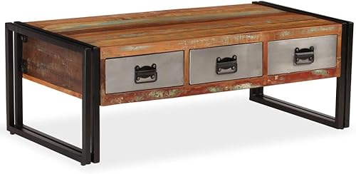 Mesa auxiliar, mesa de centro de granja con armarios de almacenamiento, mesa de centro moderna de mediados de siglo adecuada para sala de estar,