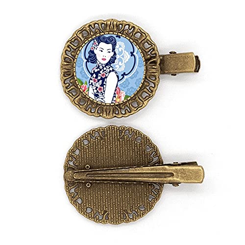 Beauty Gift Blaue Blumenfrau Haarklammer