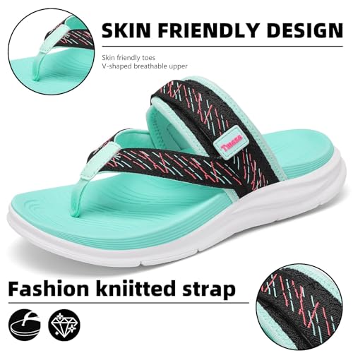 Image of Womens Platform Arch Support Flip Flops | Summer Wedge orthotic Slide Sandals footbed Thong Sandals for Pool Beach