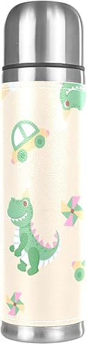Botella de agua de acero inoxidable con aislamiento al vacío de dinosaurio, para bebidas calientes y frías, niños y adultos, 16 onzas