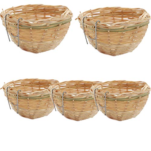 HomeDecTime 5X Nichoirs d'oiseaux Nids de Canaris Tissés en Bambou élevage d’Oiseaux Cage de...