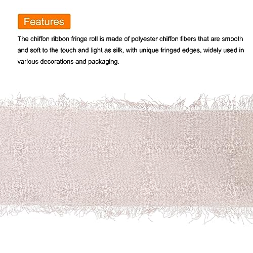 uxcell Chiffon Ribbon 1.5" x 8 Yard, Handmade Fringe Ribbon, Brown/Light Beige/Light Orange Silk Ribbon for Wedding Gift Wrapping - Image 3