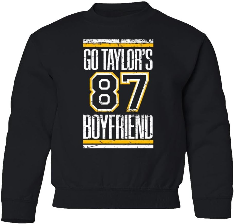 Go Taylor's Boyfriend 87 Funny Kansas Fans Gift Youth Crewneck Sweatshirt