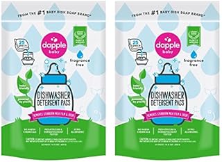 Dishwasher Detergent Pacs by Dapple Baby, 25 Count Pouch (Pack of 2), Fragrance Free, Plant Based & Hypoallergenic Dishwasher Pods - Removes Milk Residue & Odor - Dishes, Baby Bottles & Kitchenware