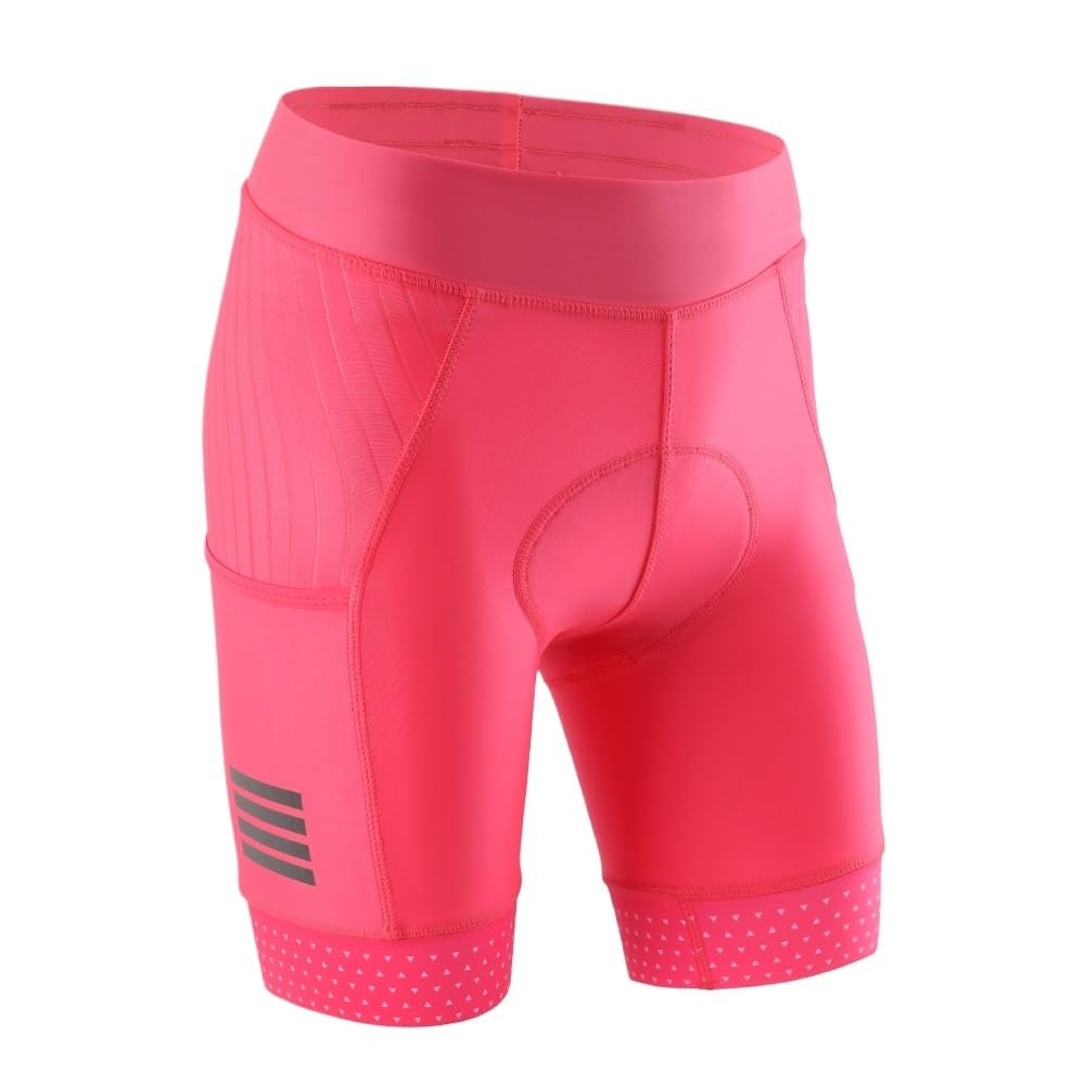 Culotte Ciclismo Hombre Pantalones Cortos de Ciclismo for Mujer, Transpirables, de Verano, con Almohadilla de Gel 5D y Bolsillo Culotte Ciclismo Hombre Corto(Pink,3XL)