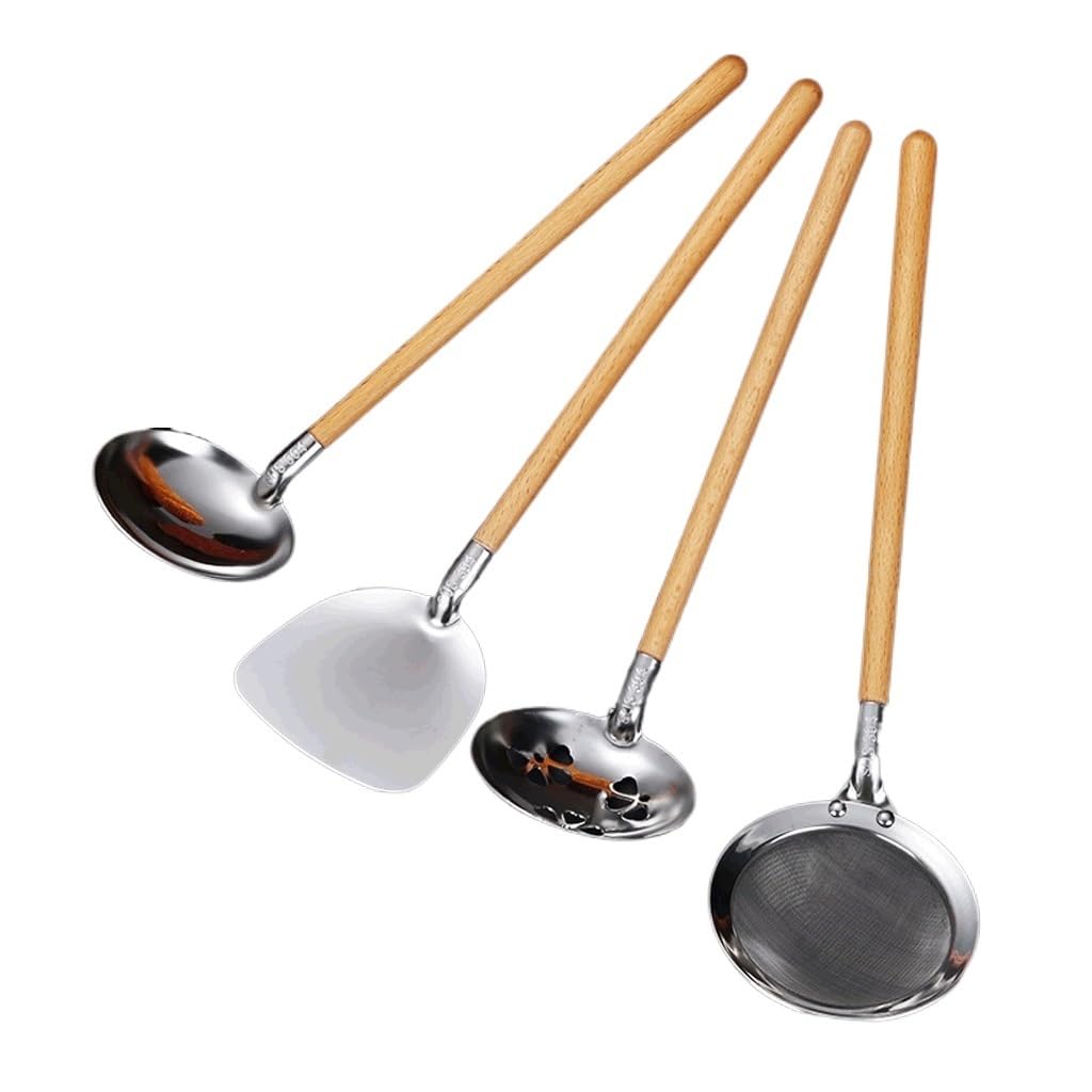 MYUYEE Kitchen Utensils Tool Set Spatula For Stainless Steel Cooking Equpment Kitchen Accessories Essentials (Argento 4 Pieces)