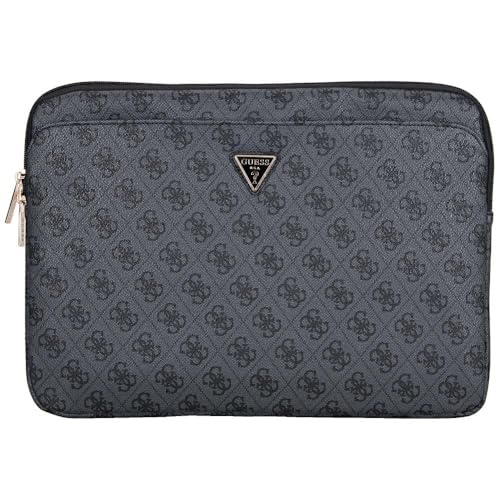Image of Guess 14-Inch Laptop Sleeve Case Official Licensed by CG MOBILE, Premium PU Leather with 4G Pattren, Zipper Pocket & Iconic Triangle Metal Logo | Stylish Protective Laptop /MacBook Bag for Men & Women