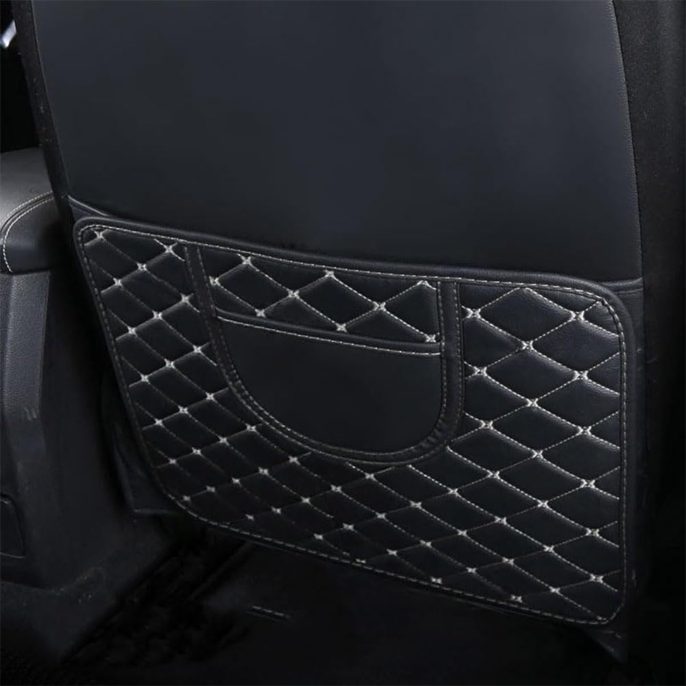 2 Pezzi Proteggi Sedile Posteriore Auto Bambini per Taurus Focus Ranger Fusion Hybrid, Protezione Schienale Sedile Pelle PU Auto Tappetino Anti-Calcio,Short-A/Black