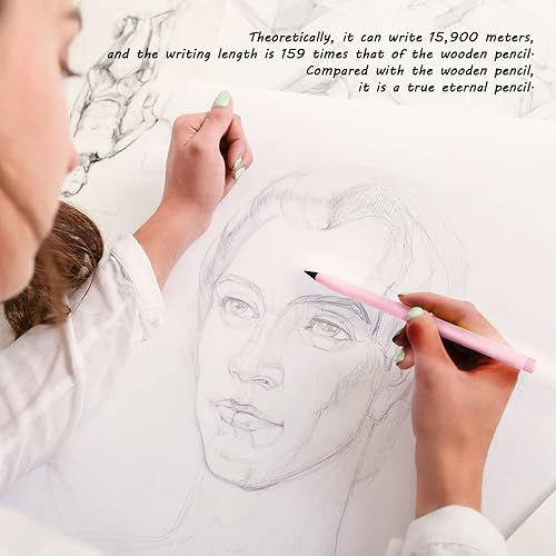 Miniatura 4 de Ainiv 7 lápices mágicos sin tinta, eternos con borrador blanco, lápiz infinito reutilizable para escribir dibujo con 7 borradores adicionales,