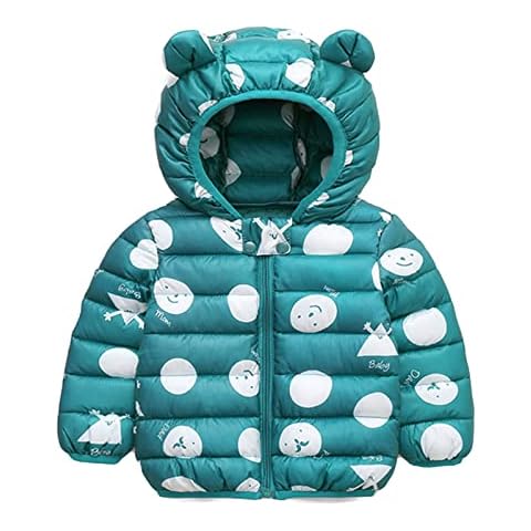 Minizone Kids Winter Coats Lightweight Jacket , Boys Girls Hooded Coat Puffer Jackets , Baby Warm Outerwear Snowsuit Toddler Clothes Outfits Gift , 2-3 Years,Green Cover
